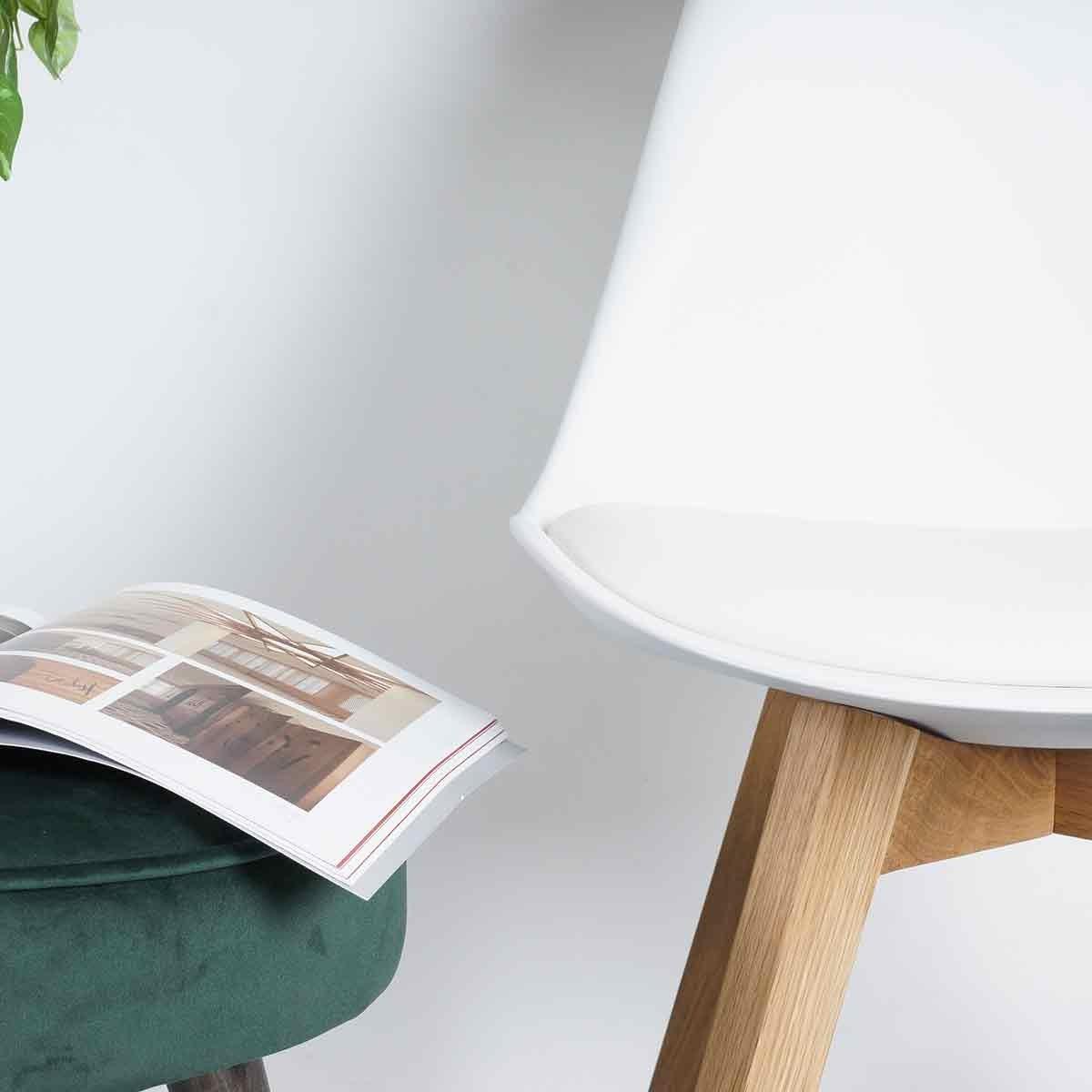 Essence Madera eetkamerstoel wit - houten onderstel