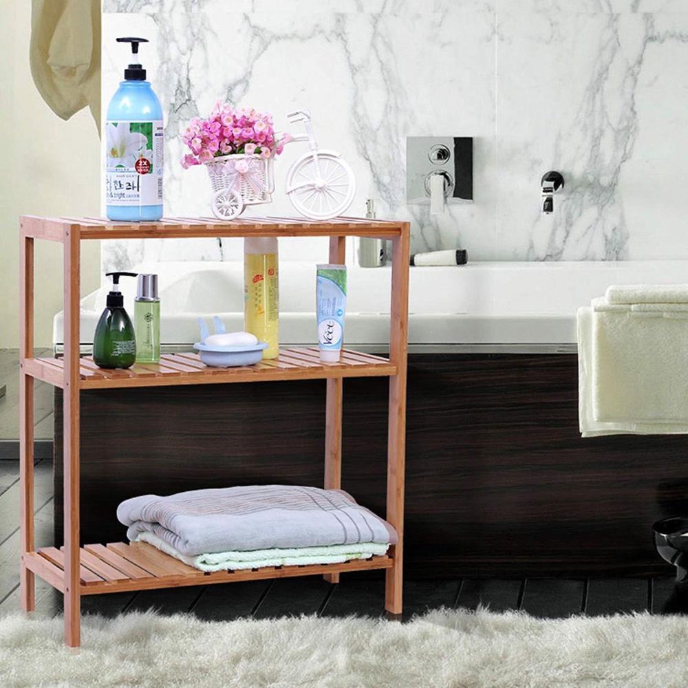 Badkamerrek - 3 legplanken - 60x66x26 cm - bamboe