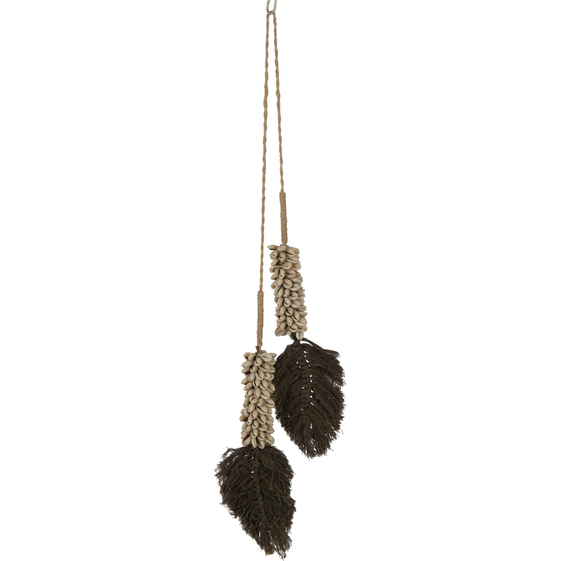 J-Line hanger Schelpen+Katoen - textiel - dronkerbruin|naturel