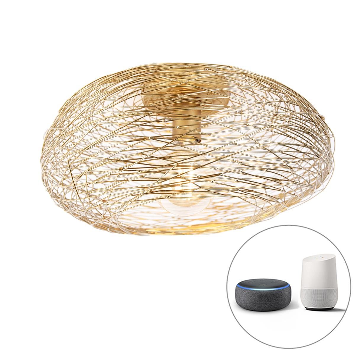 QAZQA Smart plafondlamp goud ovaal incl. Wifi G95 - Sarella