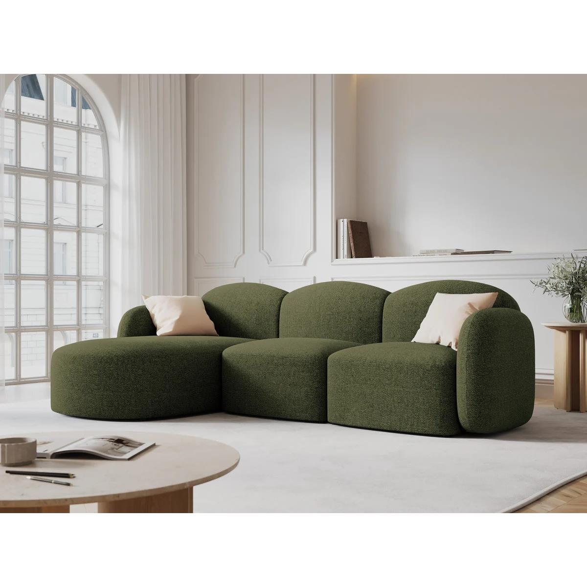 Micadoni Home Blair Hoekbank met Chaise Longue Links - Chenille - Groen