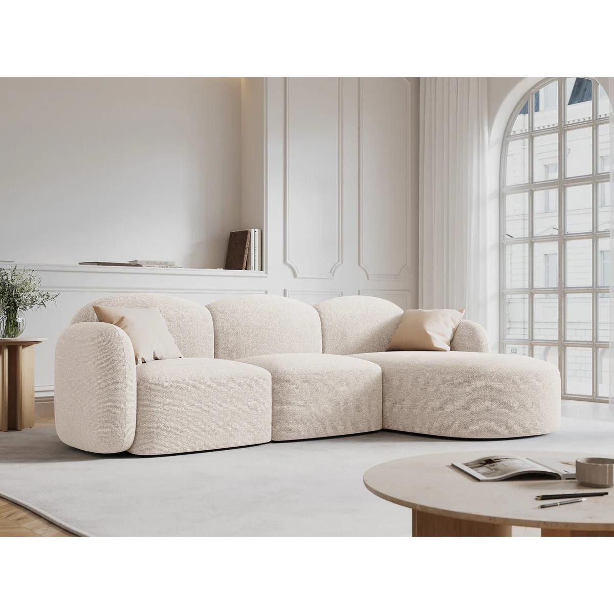 Micadoni Home Blair Hoekbank met Chaise Longue Rechts - Chenille - Lichtbeige