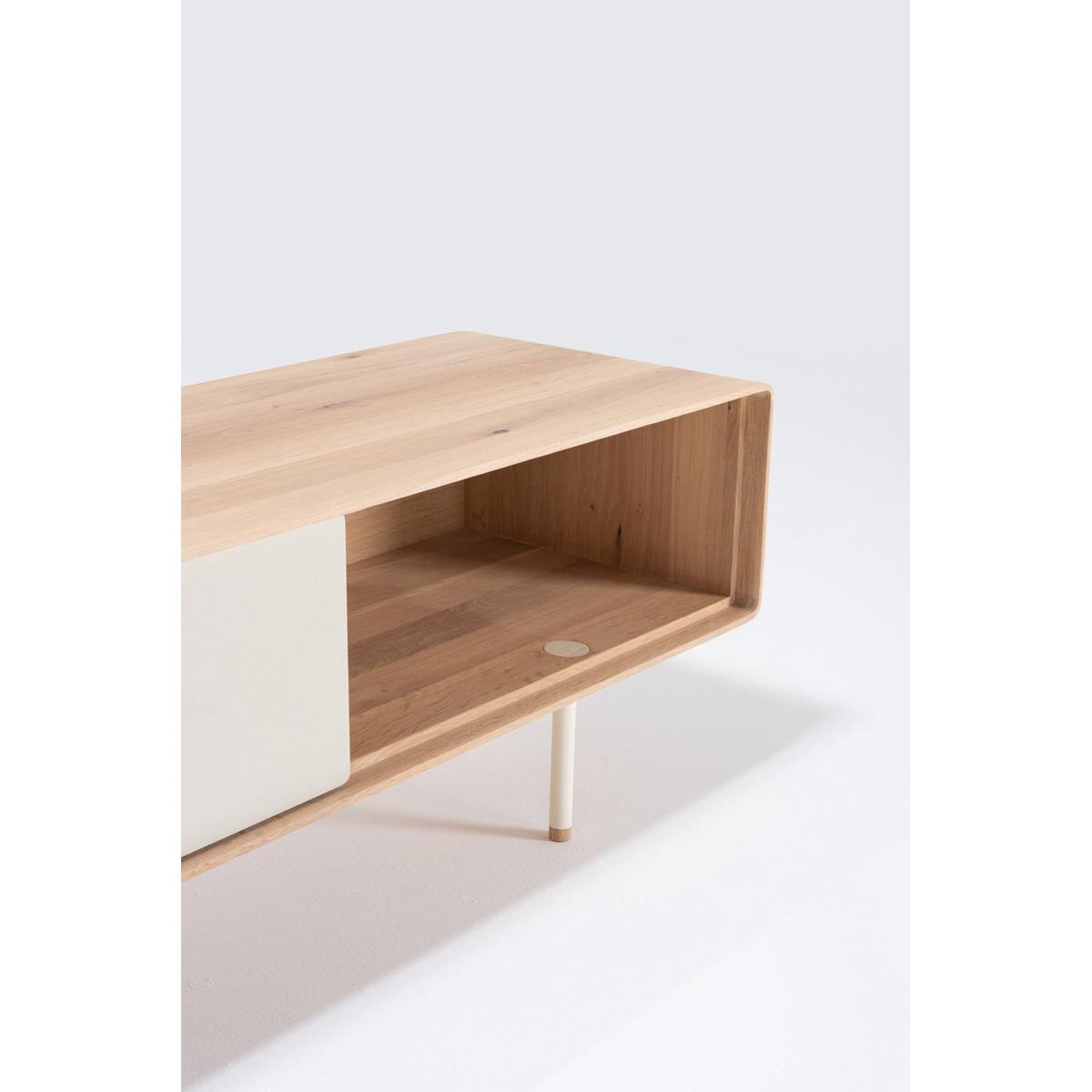 Gazzda Fina Lowboard  TV-meubel Hout - B 200 cm - Whitewash | Mushroom