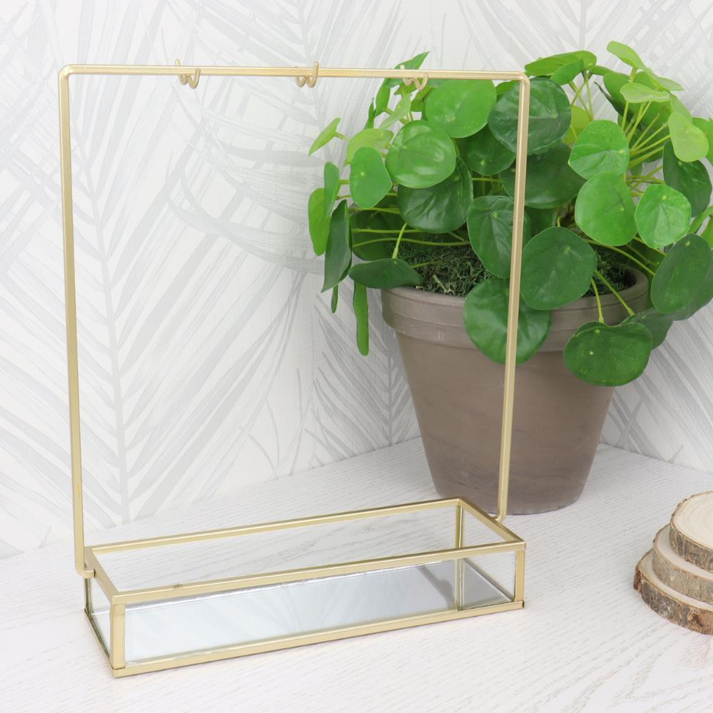 MISOU Sieradenrekje Sieradenhouder Glas Goud 20x7x26cm Sieradendoos