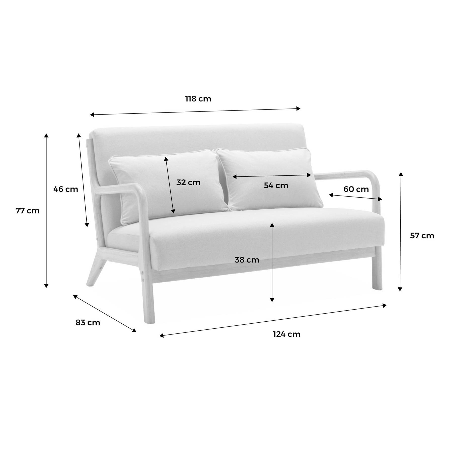 sweeek - 2-zitsbank + boucleéstoffe fauteuil van licht walnoot
