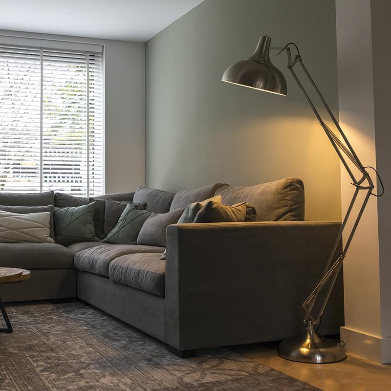 QAZQA Design vloerlamp staal verstelbaar - Hobby