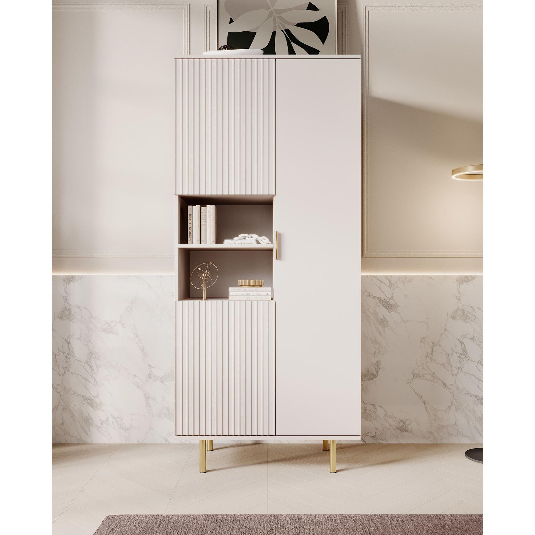 Meubella Vitrinekast Nicola - Beige - 80 cm