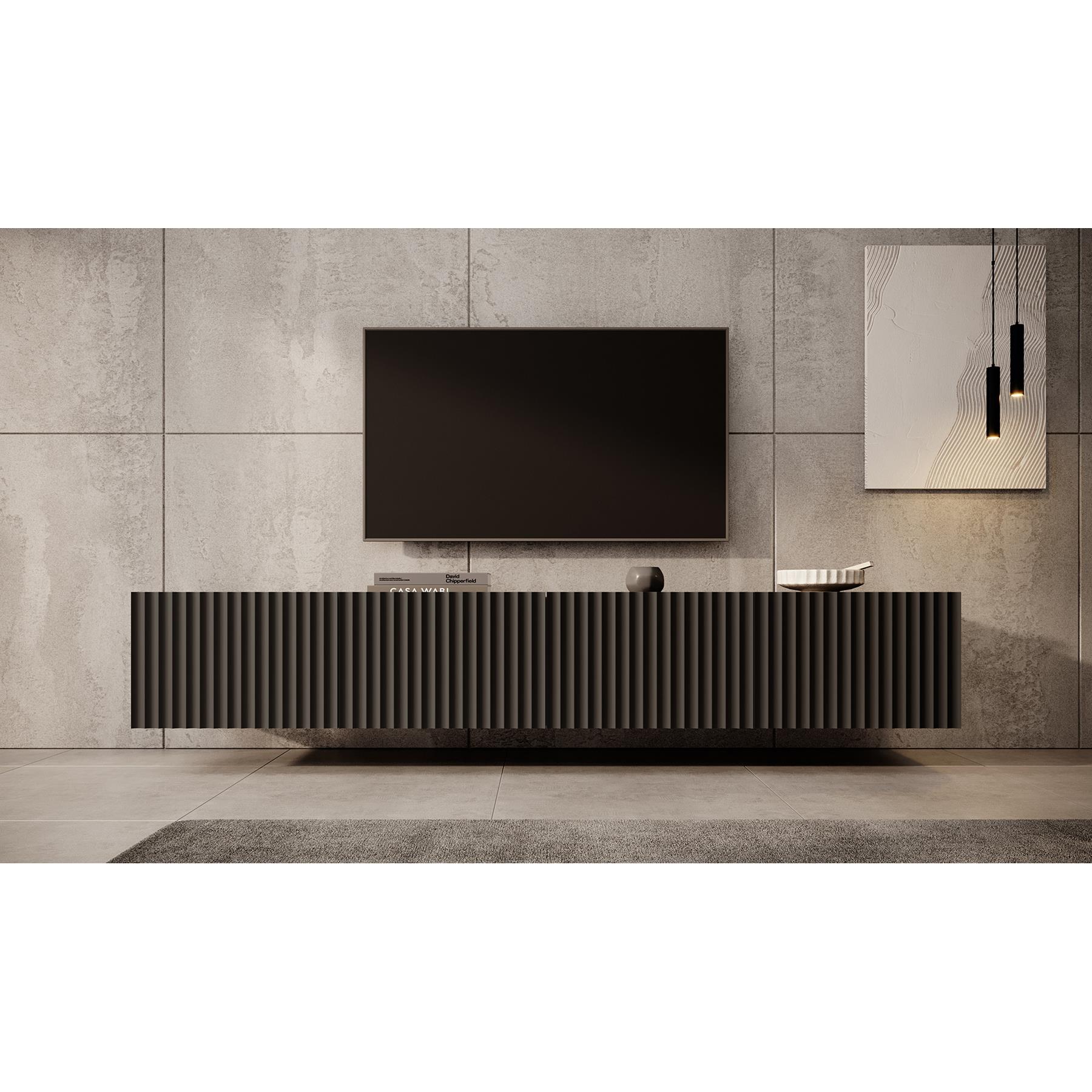 Meubella TV-Meubel Pepinos - Mat zwart - 200 cm