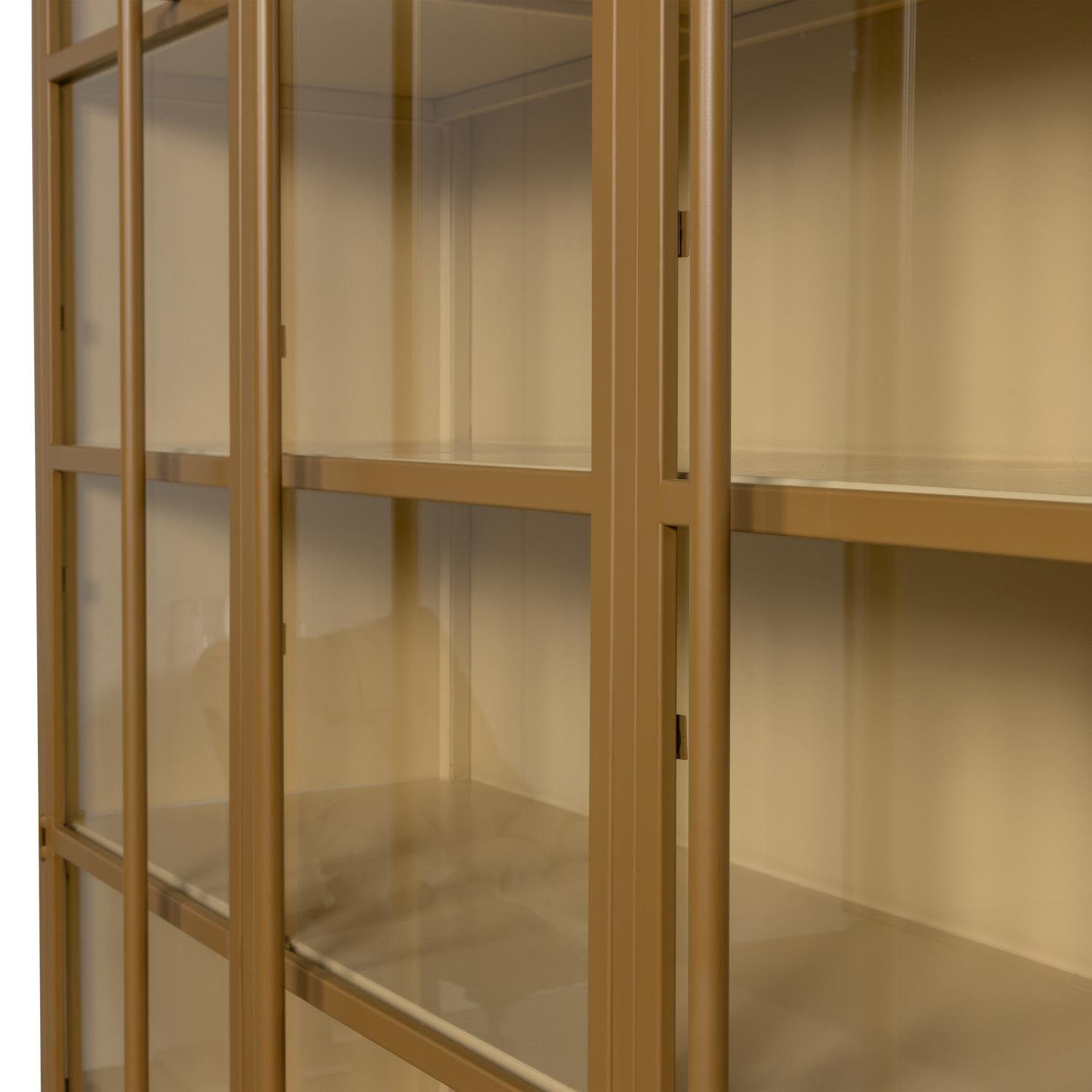 WOOOD 3-deurs vitrinekast XL Exhibit - Metaal - Geel - 200x142x44 cm
