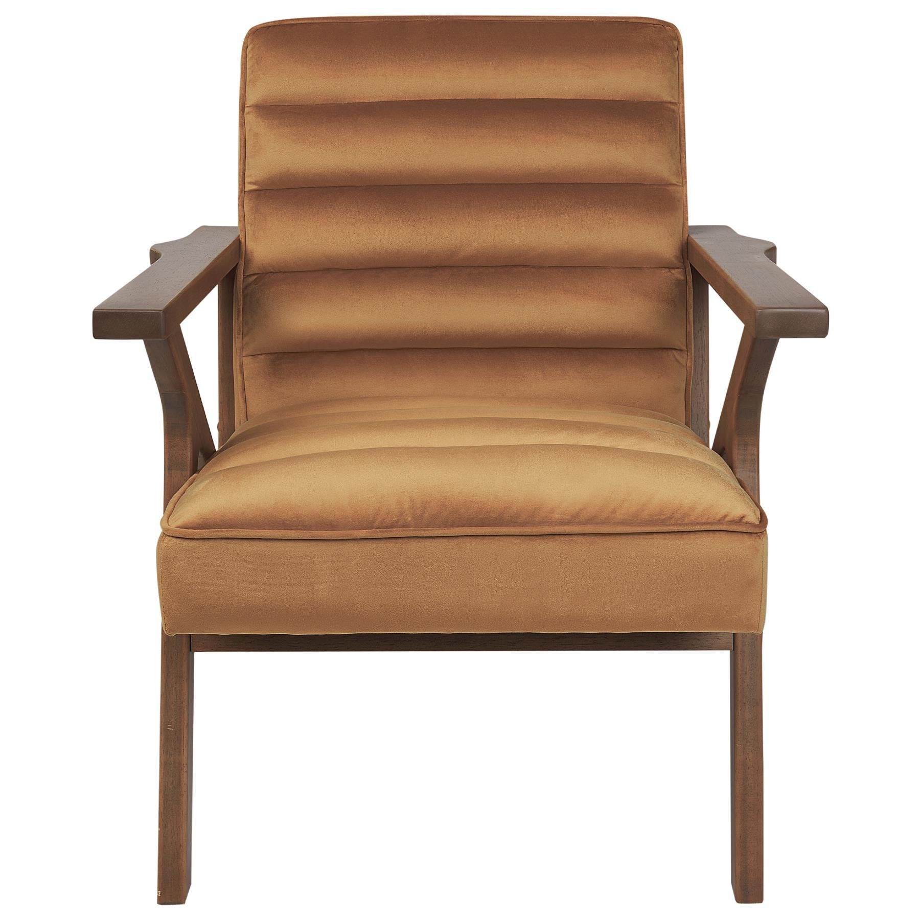 Beliani - KISA - Fauteuil - Bruin - Fluweel