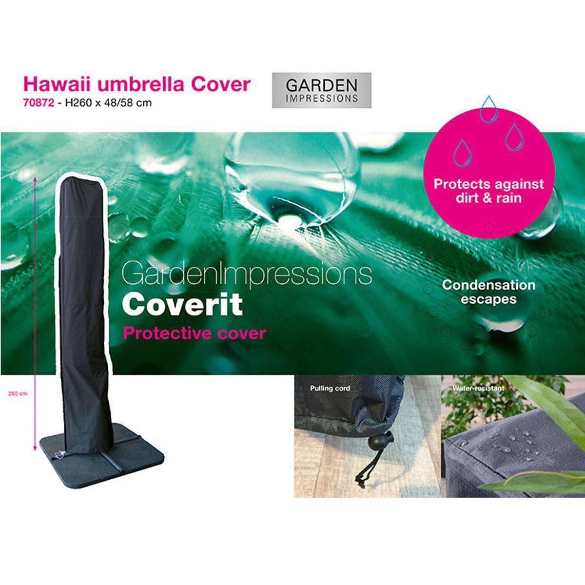 Garden Impressions Hawai parasol S 250x250 l.grijs + 80kg voet en hoes
