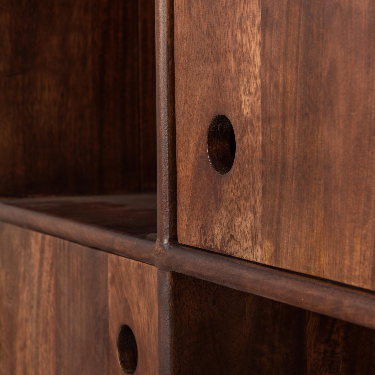 WOOOD opbergkast Staes - Mango Hout - Walnoot - 210x75x45 cm