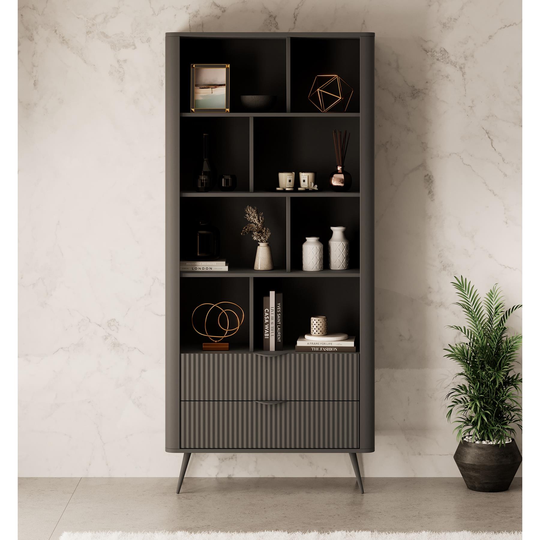 Meubella Boekenkast Lima - Zwart - 88 cm