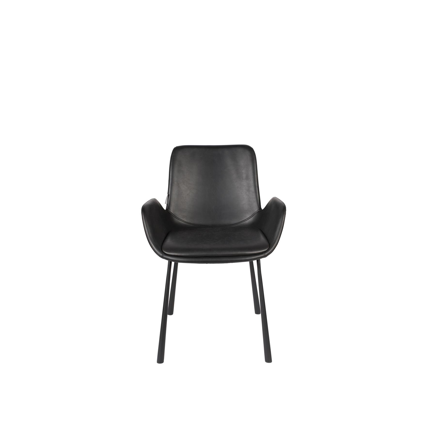 Zuiver Brit LL Eetkamerstoelen met armleuning Zwart - Set van 2