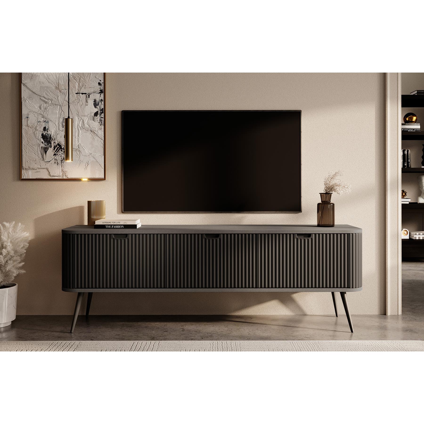 Meubella TV-Meubel Zakari - Zwart - 168 cm