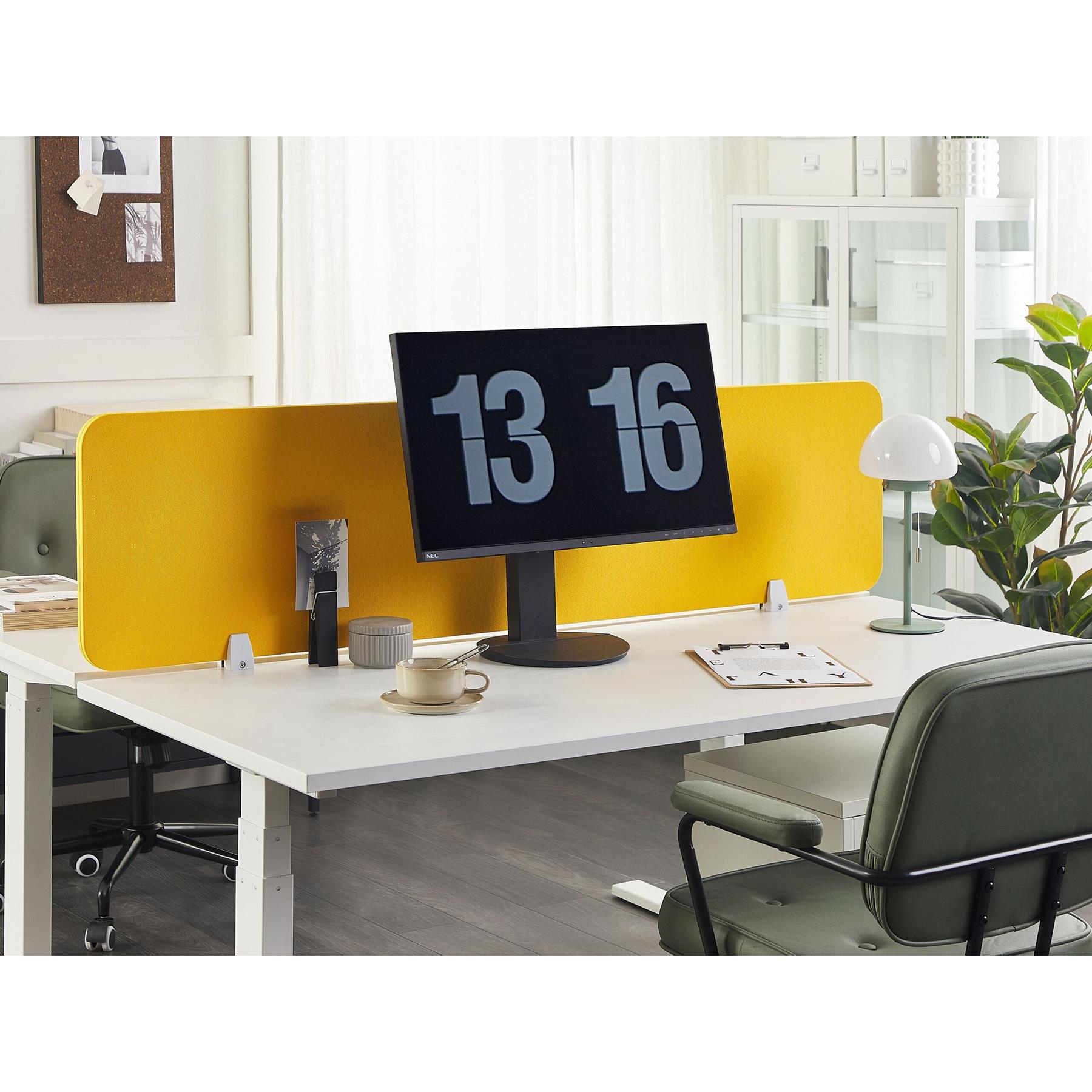 Beliani - WALLY - Bureauscherm - Geel - 130 cm - Polyester