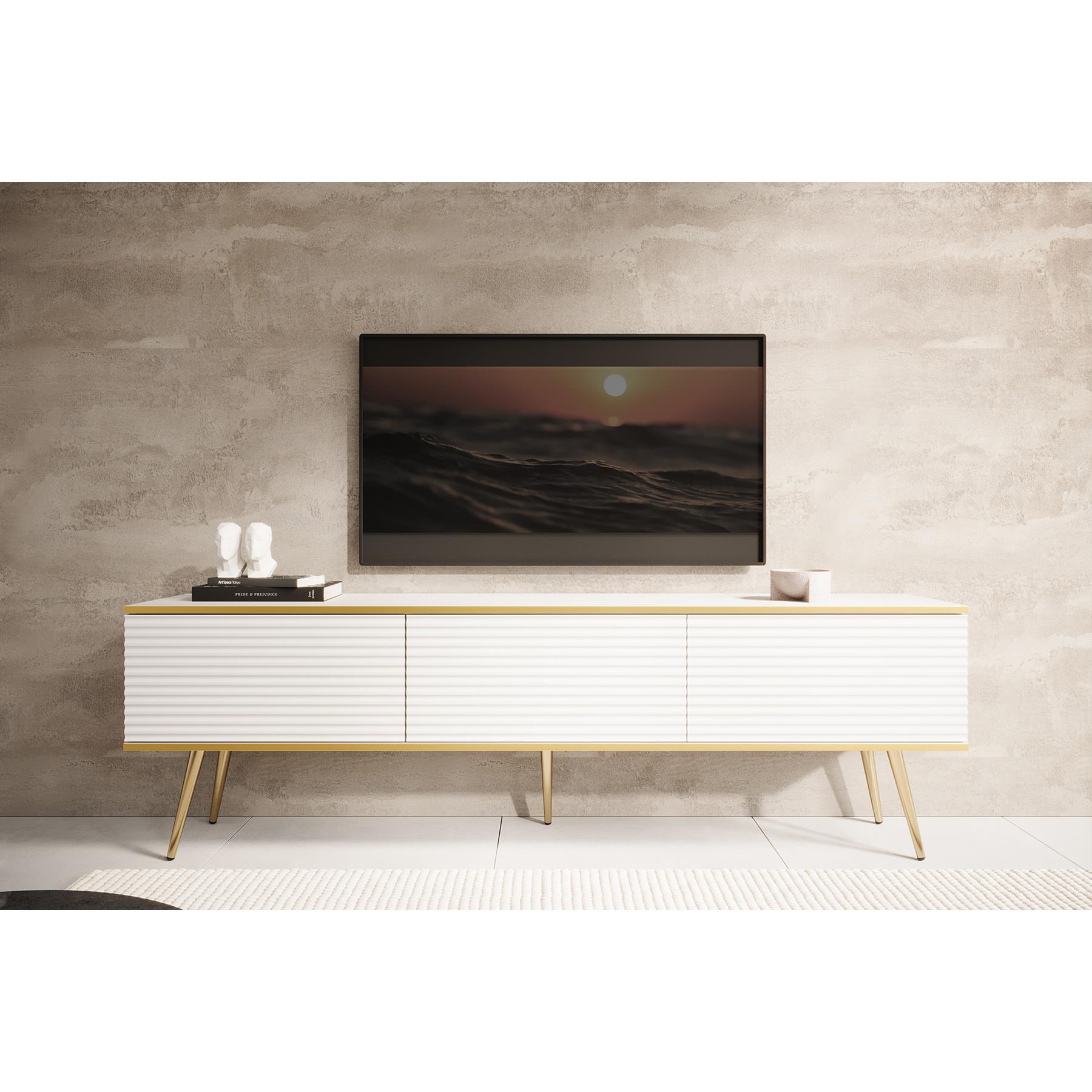 Meubella TV-Meubel Orleans 2 - Wit - 175 cm - Staand