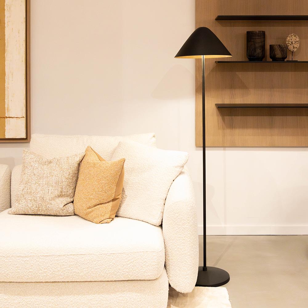 Atmooz Elan - Vloerlamp - Zwart & Goud - Paddestoelvormig - 35x35x150cm
