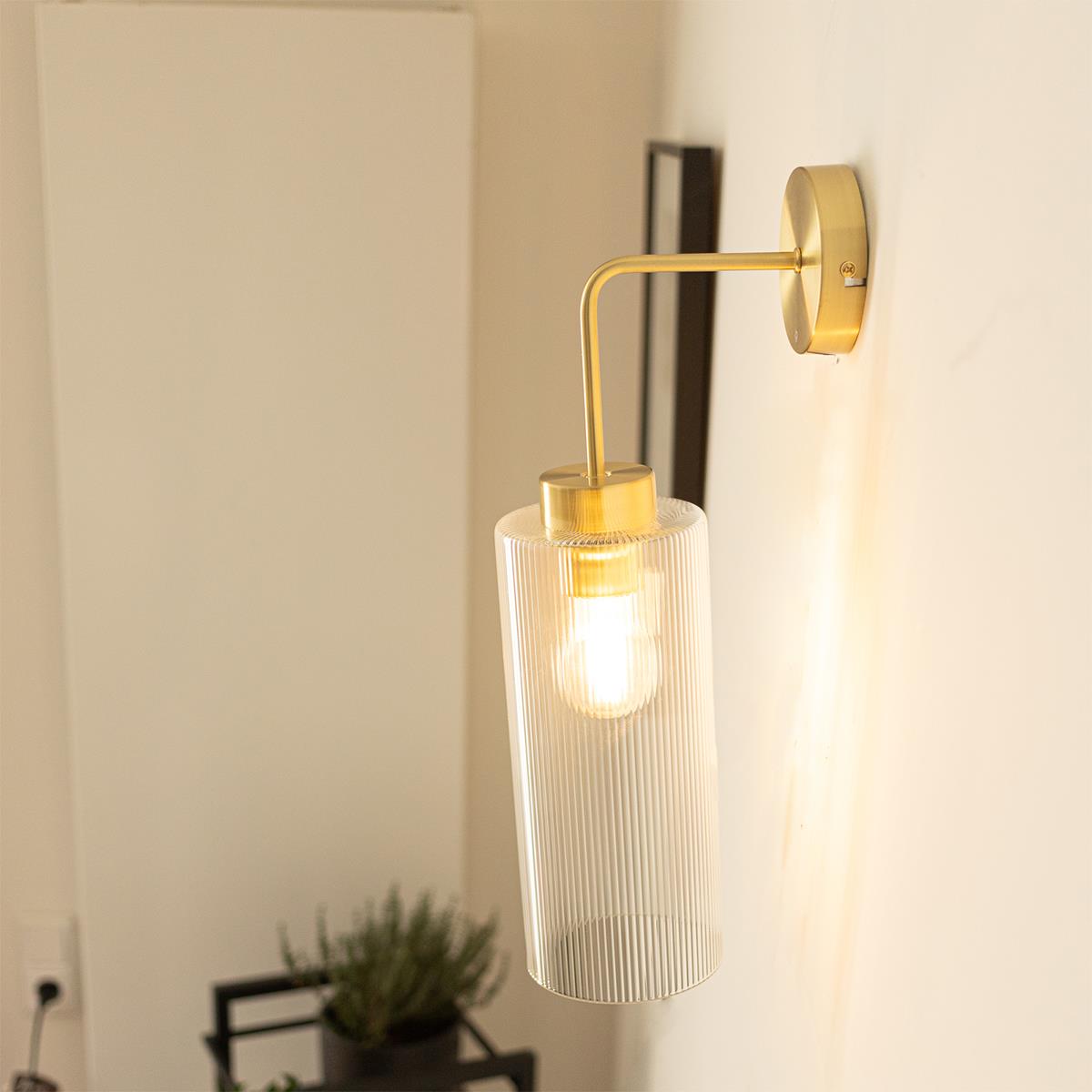 QAZQA Art Deco wandlamp goud met glas - Laura