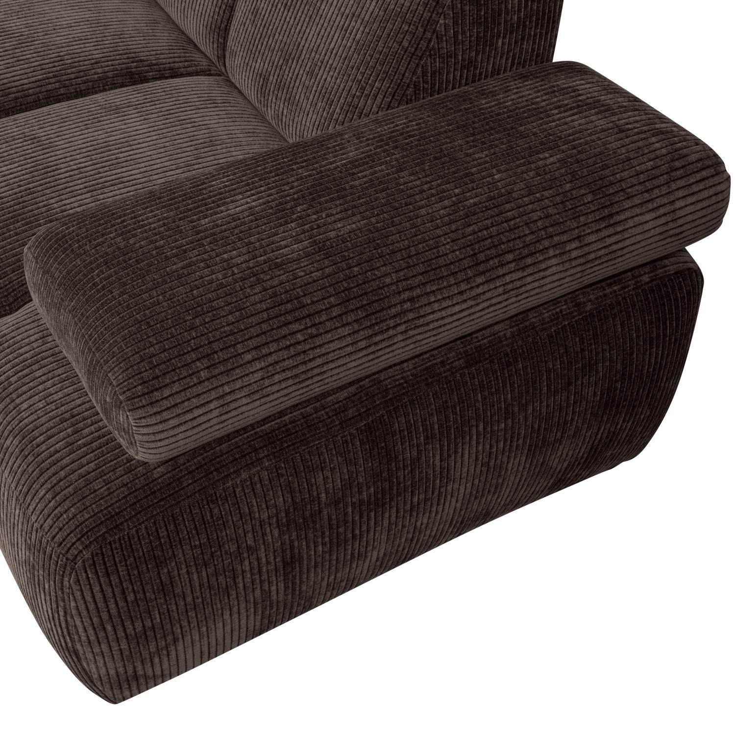 WOOOD Mojo Hoekbank Links - Ribstof - Bruin - 74x310x230