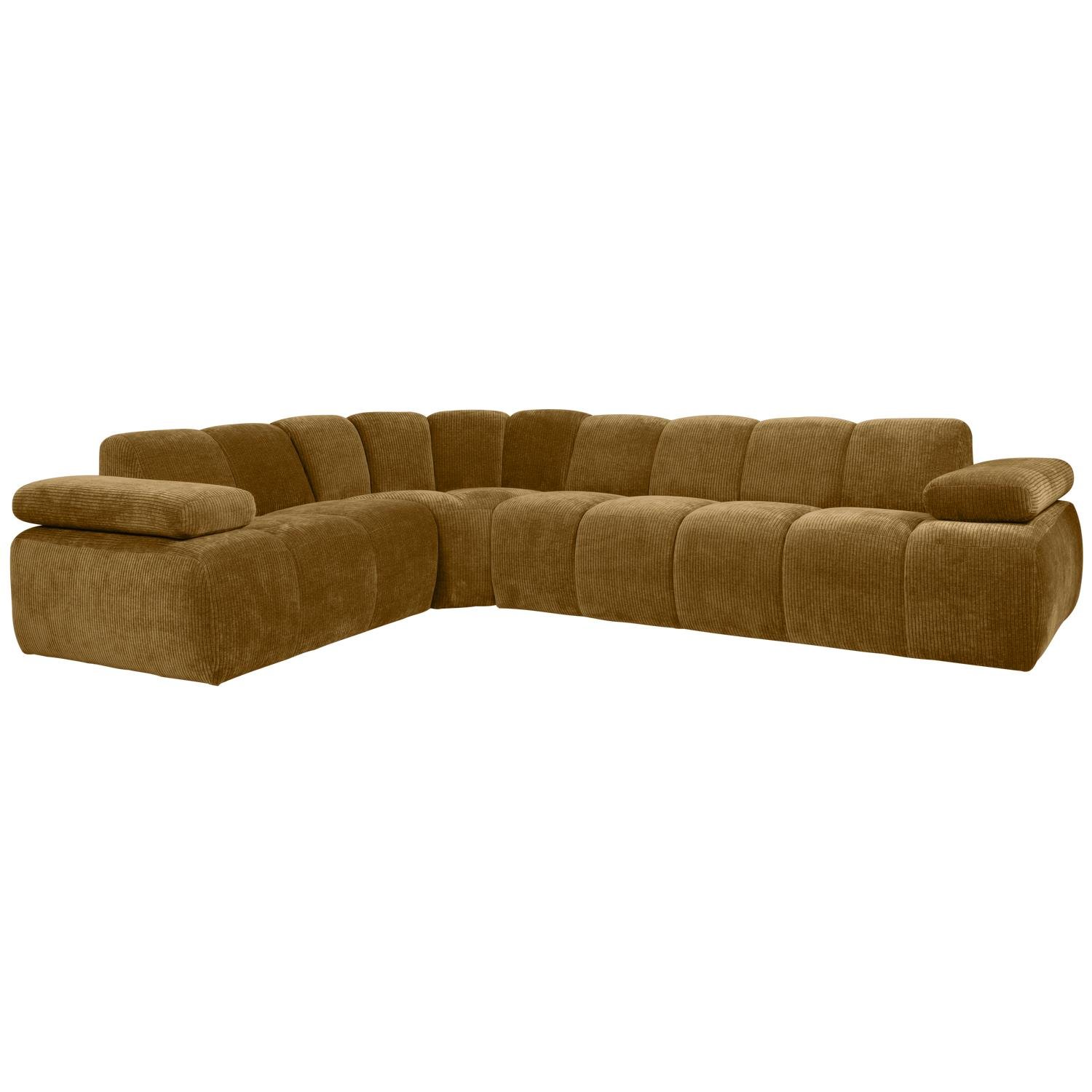 WOOOD Mojo Hoekbank Links - Ribstof - Honinggeel - 74x310x230