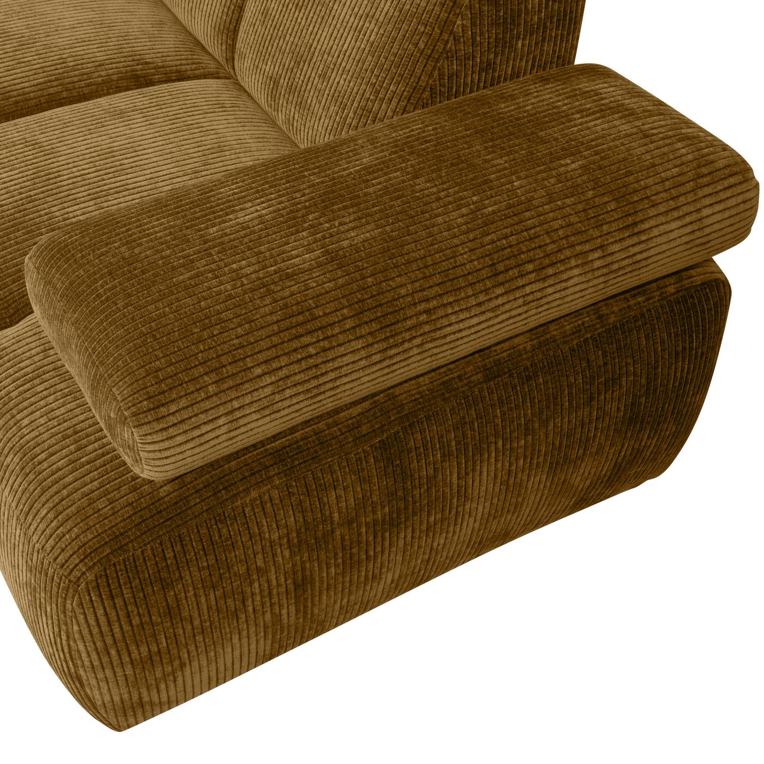 WOOOD Mojo Hoekbank Links - Ribstof - Honinggeel - 74x310x230