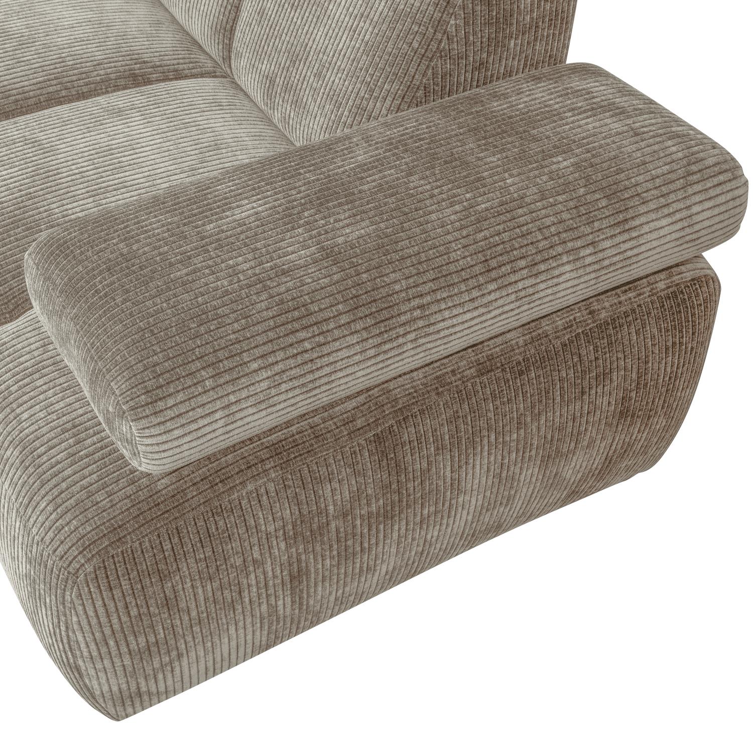 WOOOD Mojo Hoekbank Links - Ribstof - Donker Zand - 74x310x230