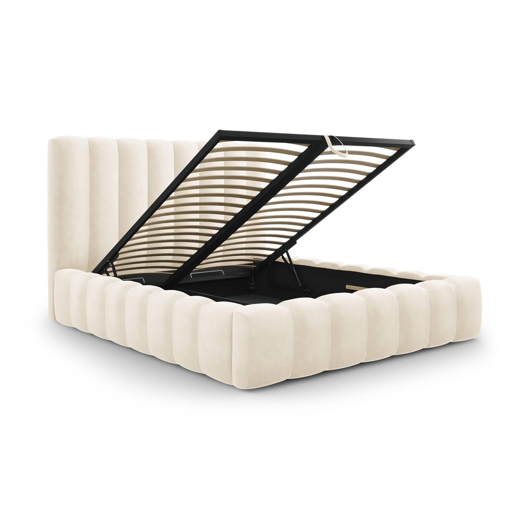 Milo Casa Bedframe Gina met Opbergruimte - 160 x 200 cm - Fluweel - Crème