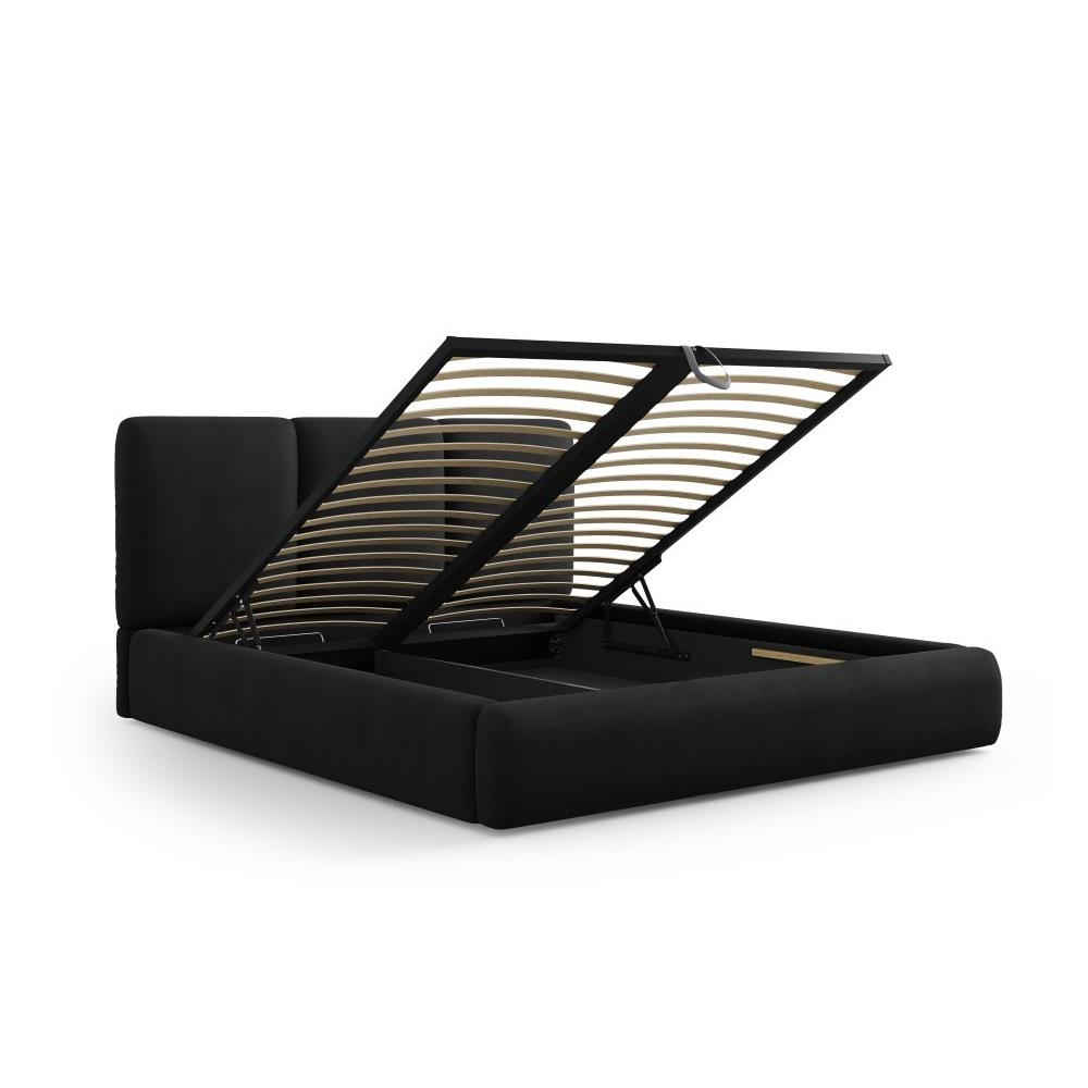 Windsor & Co Horizon Bedframe met Opbergvak - 200 x 200 cm - Chenille - Zwart