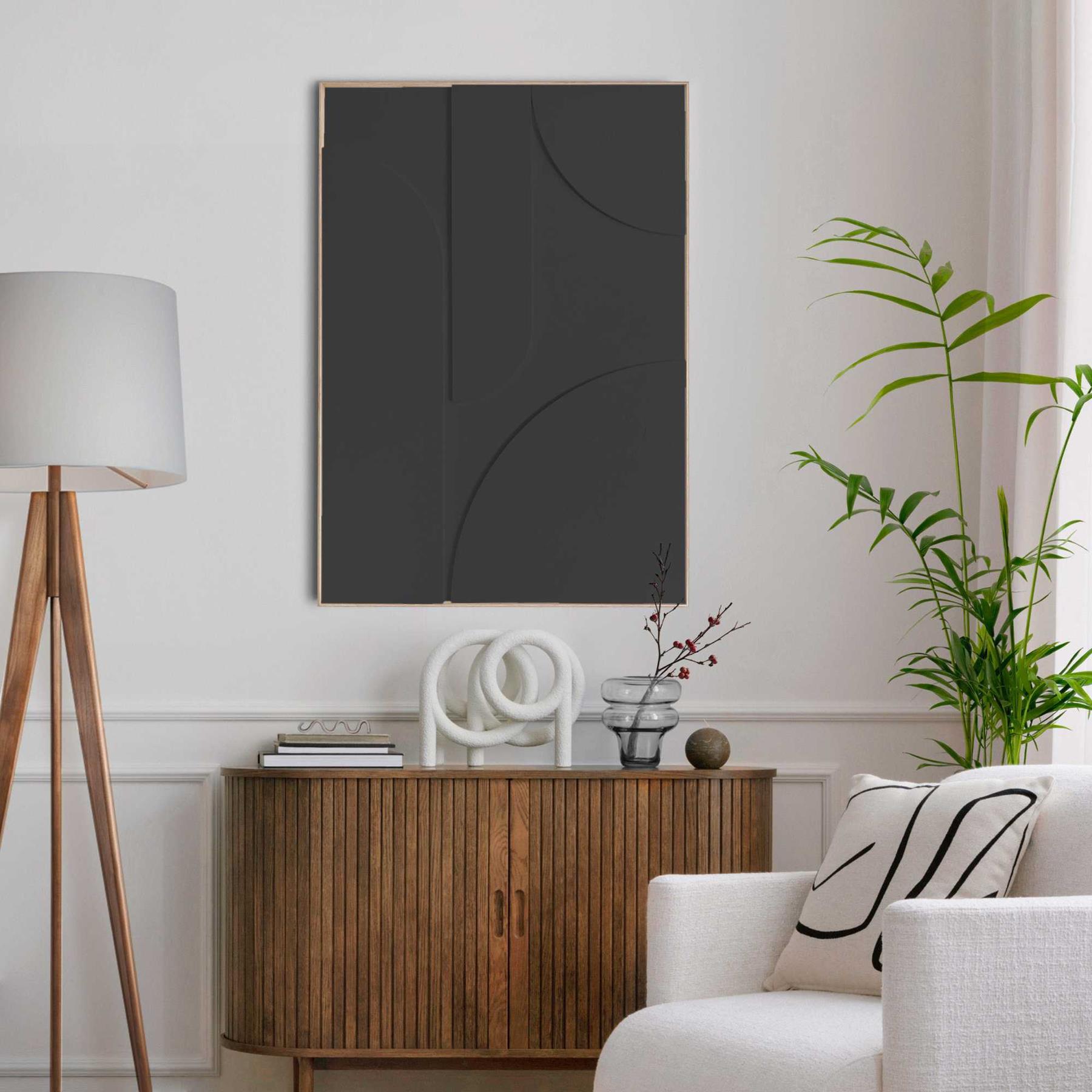 Reinders - Saturn Charcoal - Relief Art Schilderij 70x50cm Hout