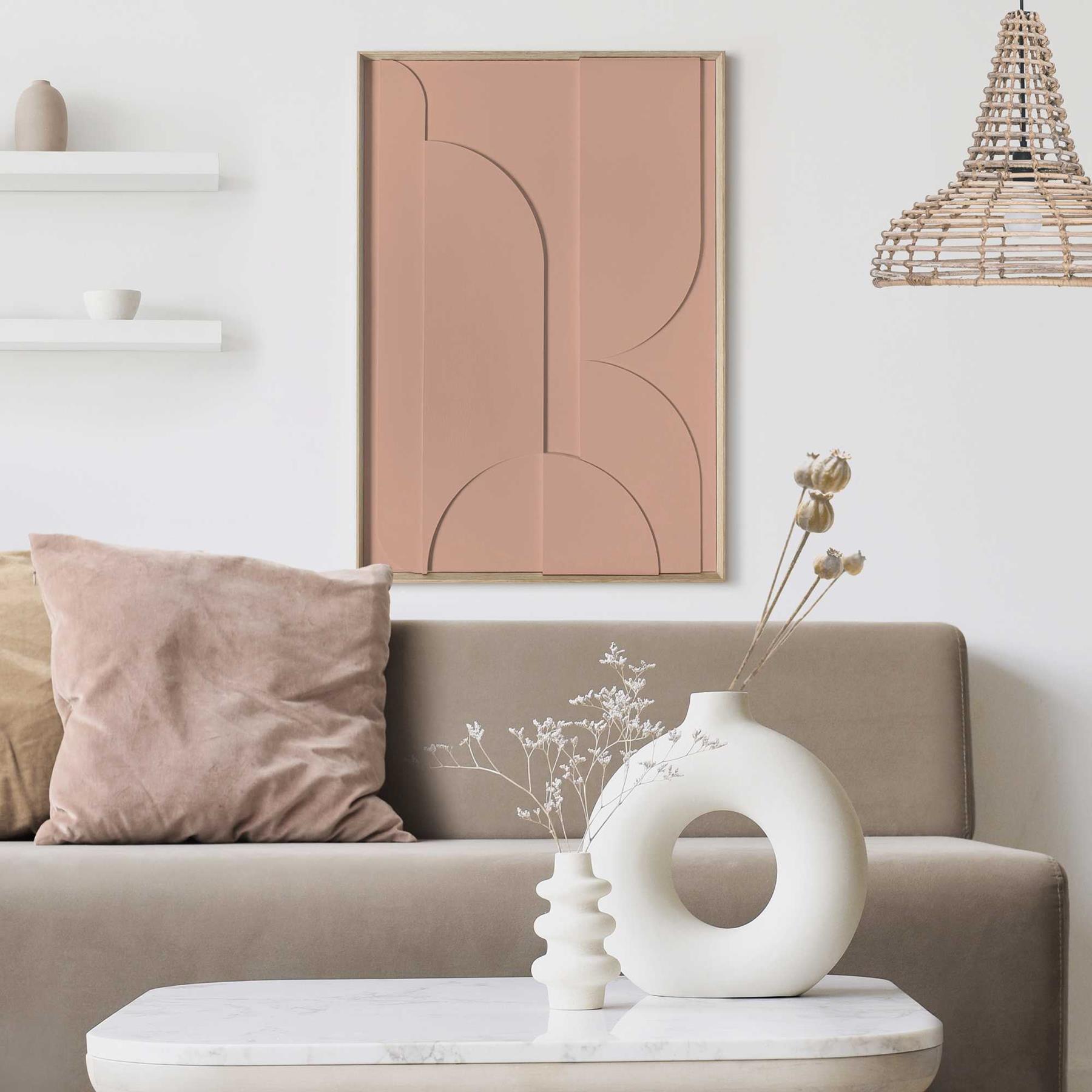 Reinders - Puzzeled Terra Pink - Relief Art Schilderij 70x50cm Hout