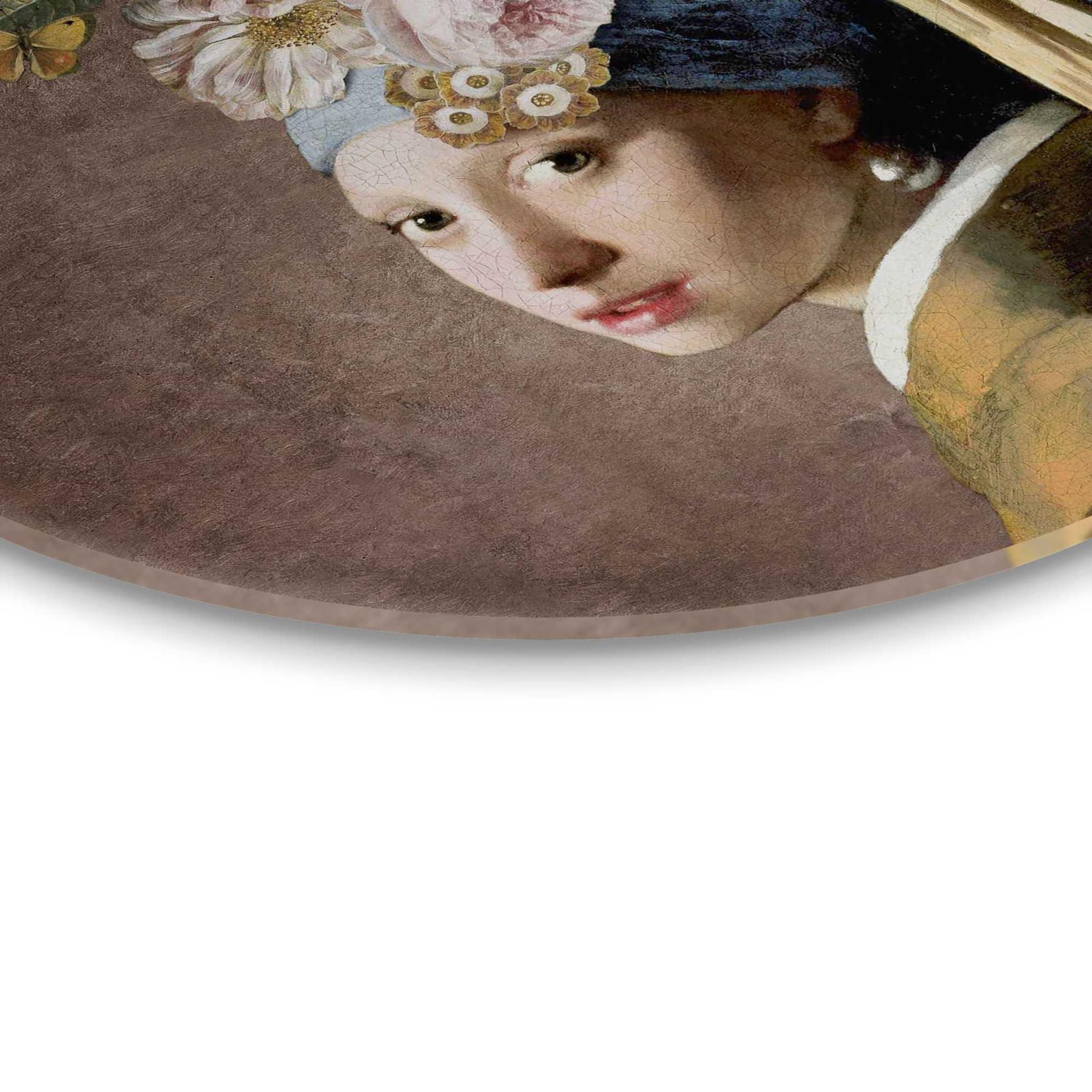 Reinders - Pearl Girl Flowers - Glasschilderij Ø 50cm