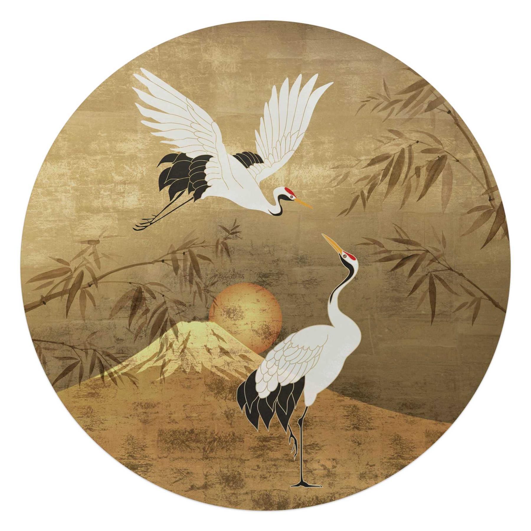 Reinders - Japanese Cranebirds - Glasschilderij Ø 70cm