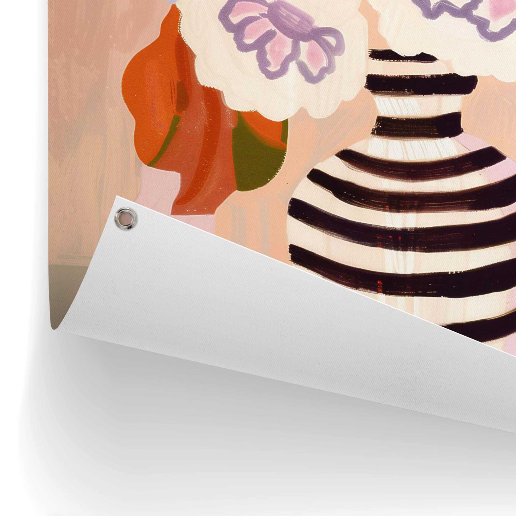 Reinders - Striped Vase Blooms - Tuinposter 80x60cm