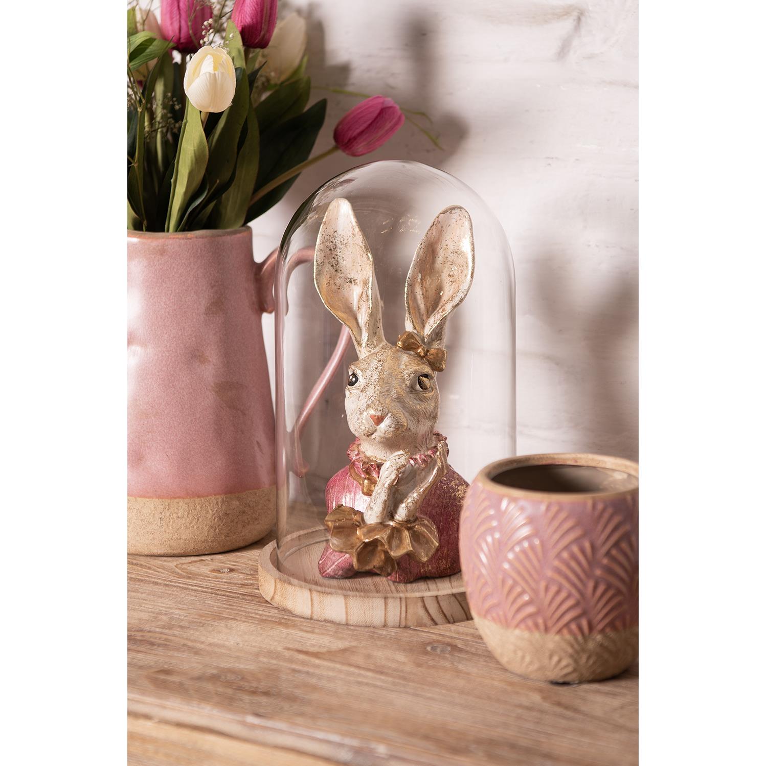 Clayre & Eef Stolp  Ø 17x25 cm Glas Hout Rond Glazen Stolp