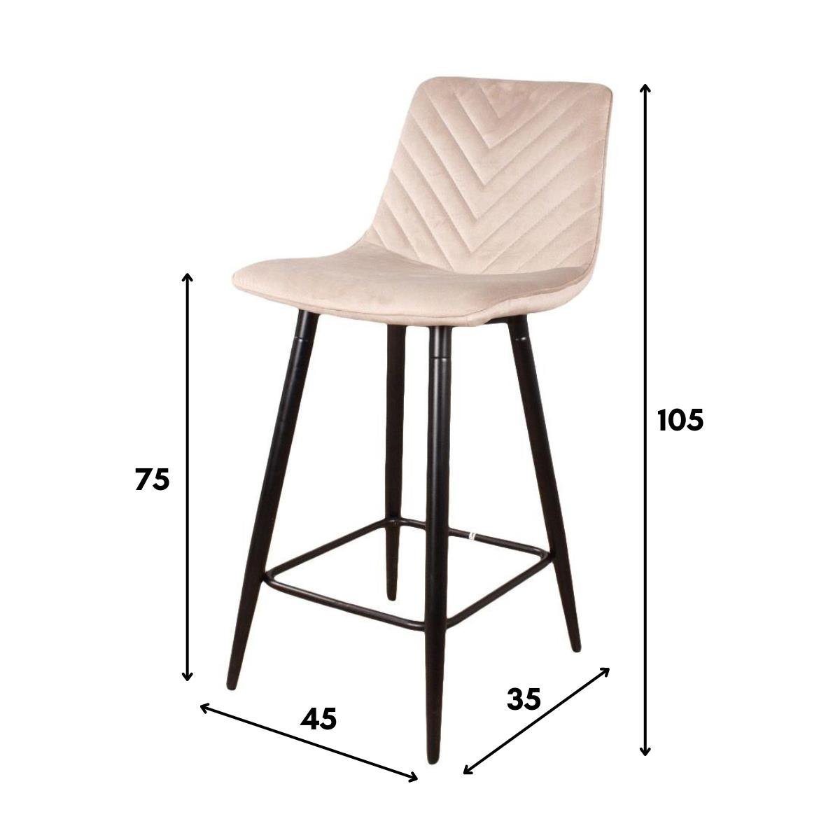 DS4U Gaby barkruk velvet 75 cm 2.0 - zwart