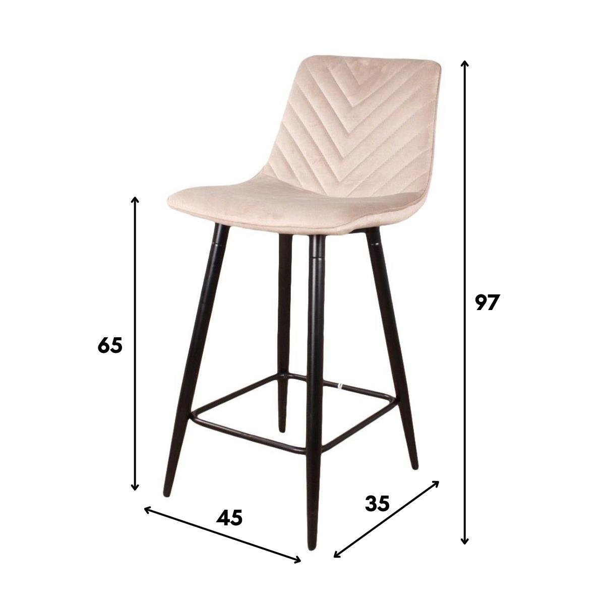 DS4U Gaby barkruk velvet 65 cm 2.0 - zwart