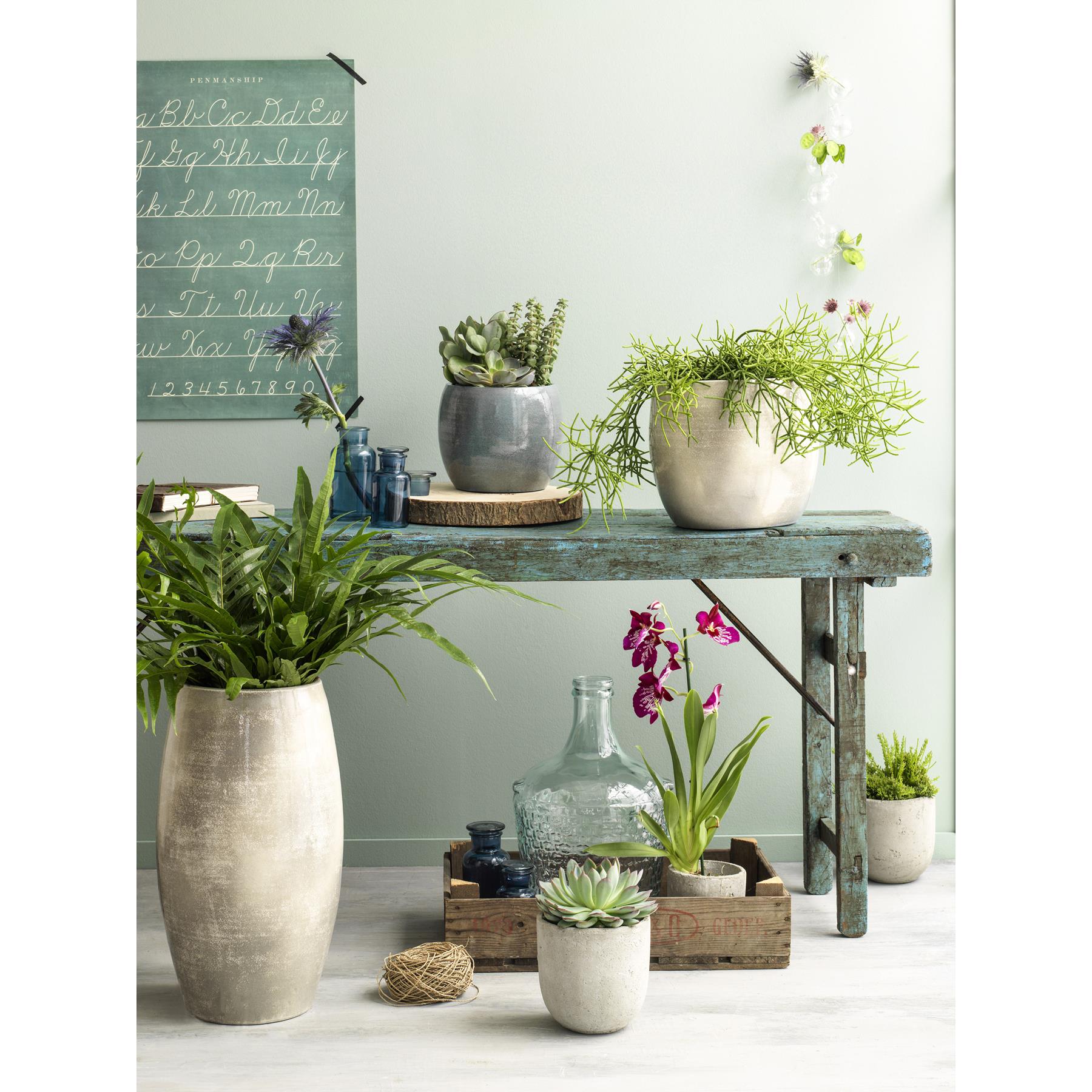 Mica Decorations Lester Bloempot - H26 x Ø28 cm - Lichtgrijs