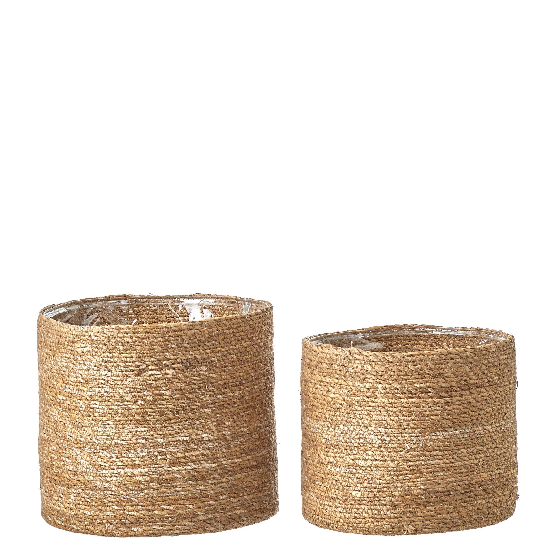 Mica Decorations Atlantic Plantenmand Set van 2 - Ø30 cm - Lichtbruin