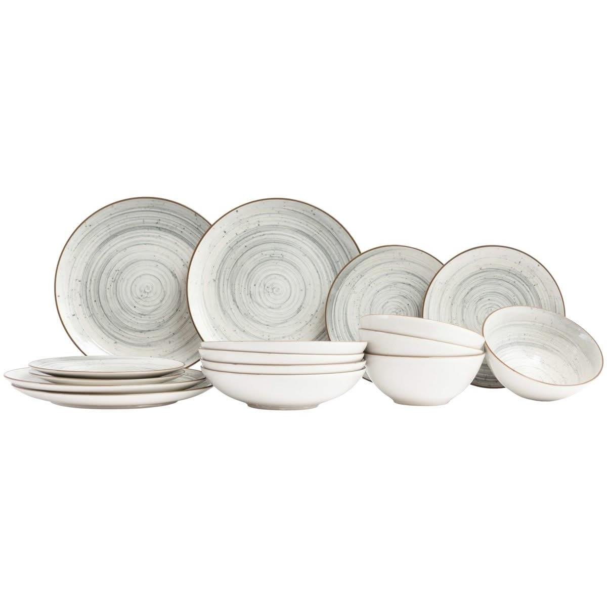 Cosy & Trendy Serviesset Sintra Dusty Blue - 16-delig | 4 personen - 4 dinerborden, 4 ontbijtborden, 4 diepe borden en 4 kommen