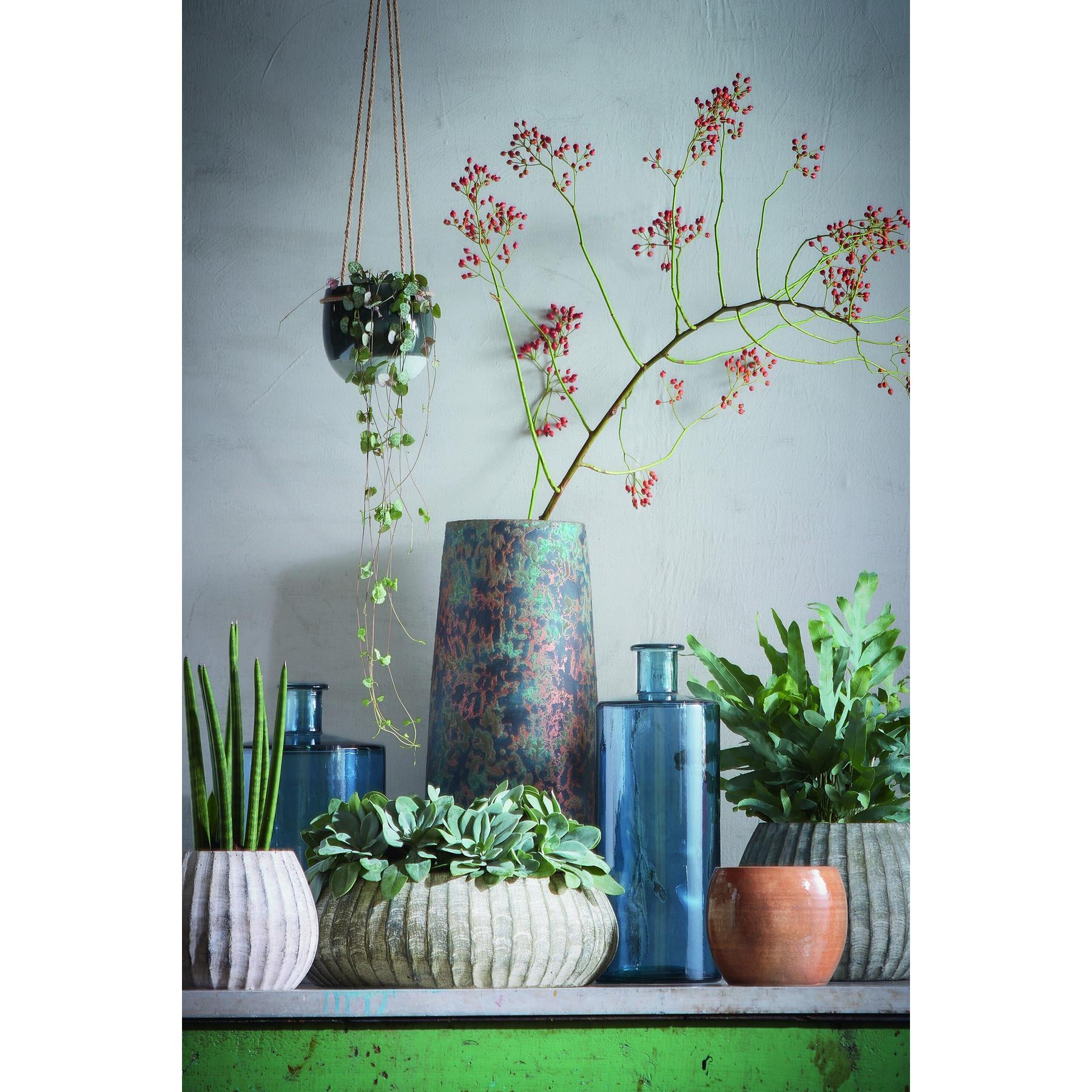 Mica Decorations Guan Glazen Fles - H75 x Ø25 cm - Blauw