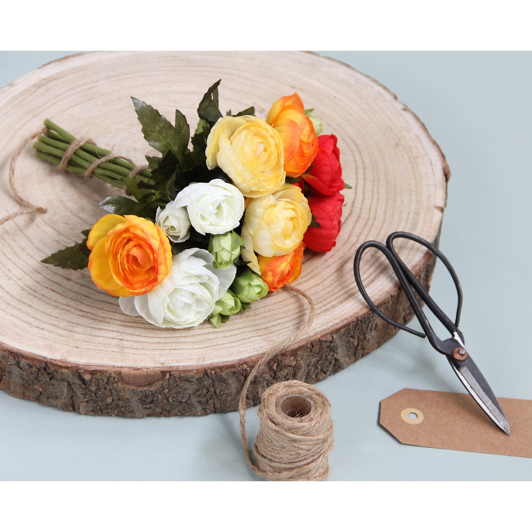 Mica Decorations Ranonkels Kunstbloemen Boeket - H22 x Ø19 cm - Oranje