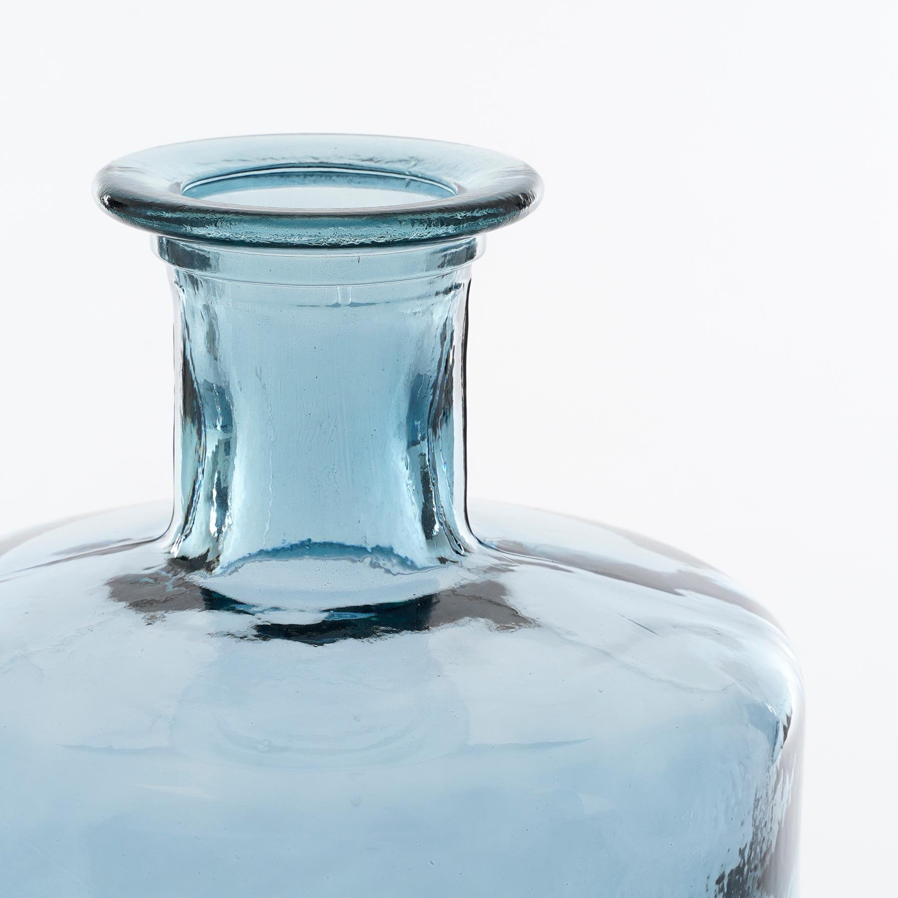 Mica Decorations Guan Glazen Fles - H75 x Ø25 cm - Blauw