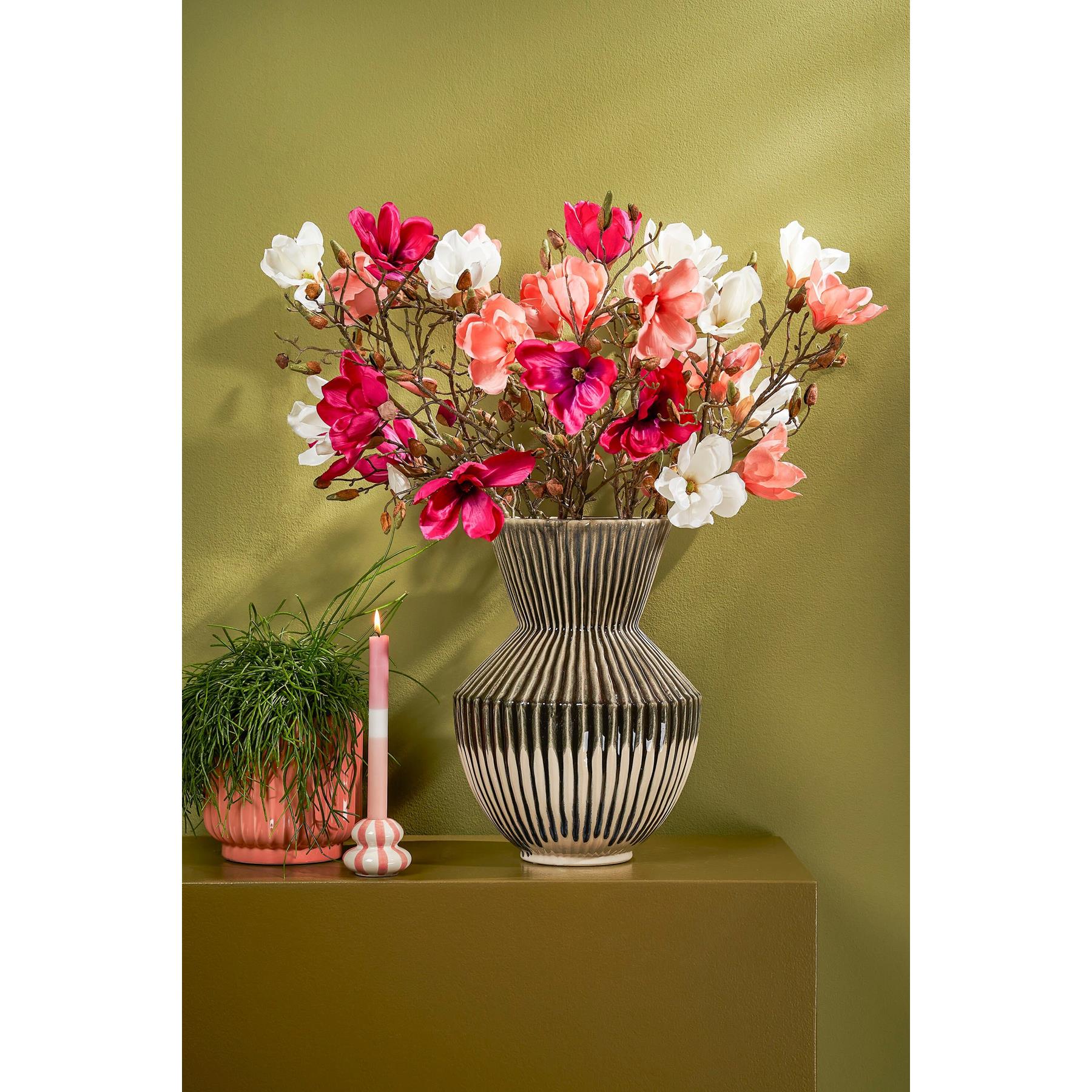 Mica Decorations Magnolia Kunstbloem - H88 cm - Wit