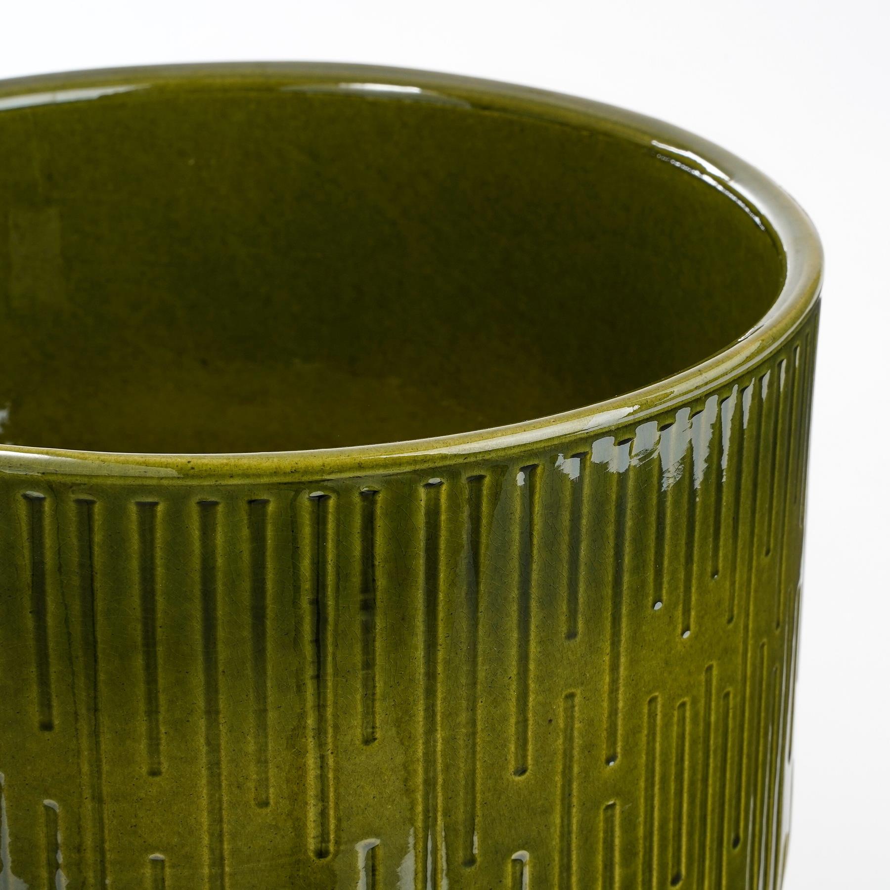 Mica Decorations Thiago Bloempot Rond - H23 x Ø26 cm - Donkergroen