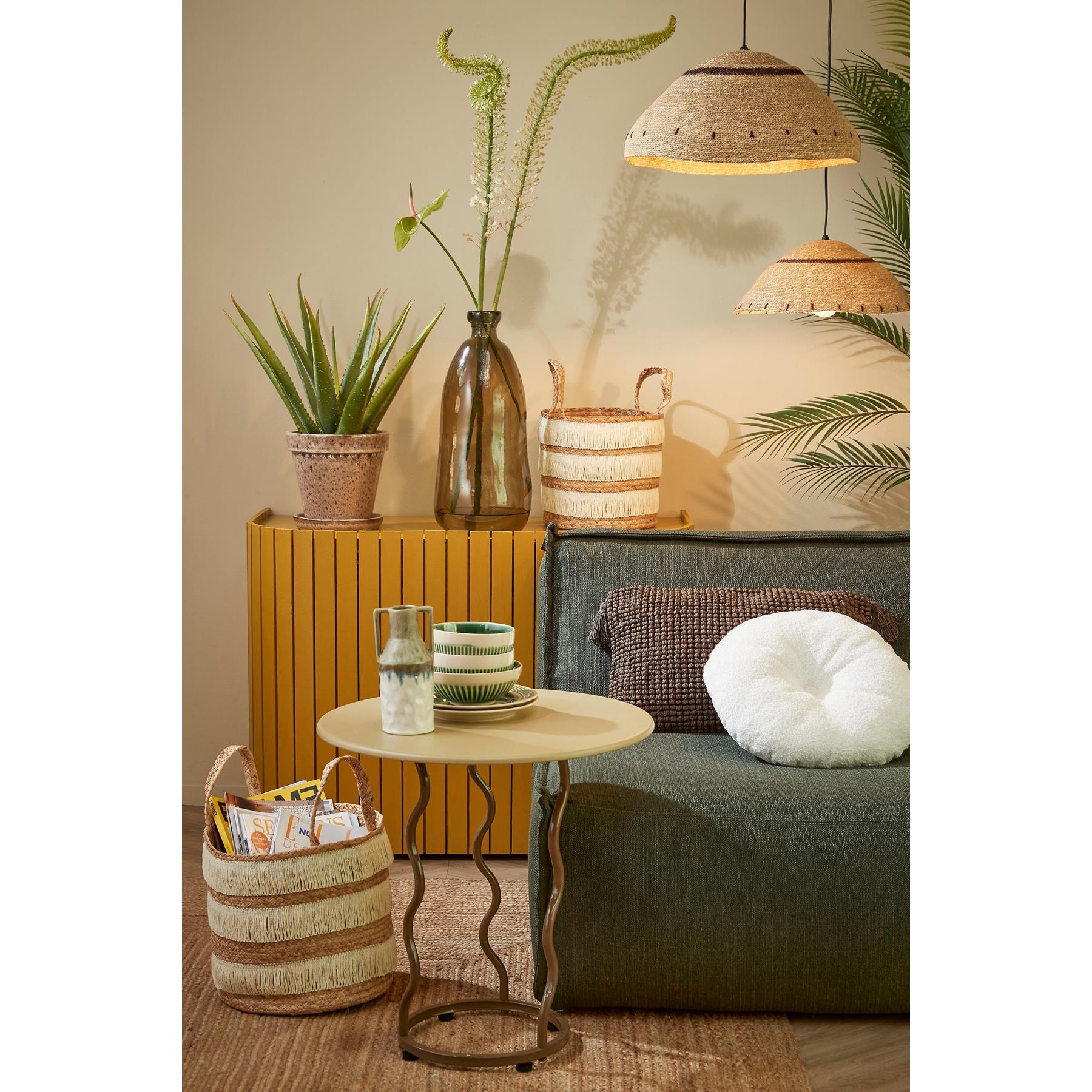 Mica Decorations Joulz Hanglamp - H16 x Ø36 cm - Jute - Lichtbruin