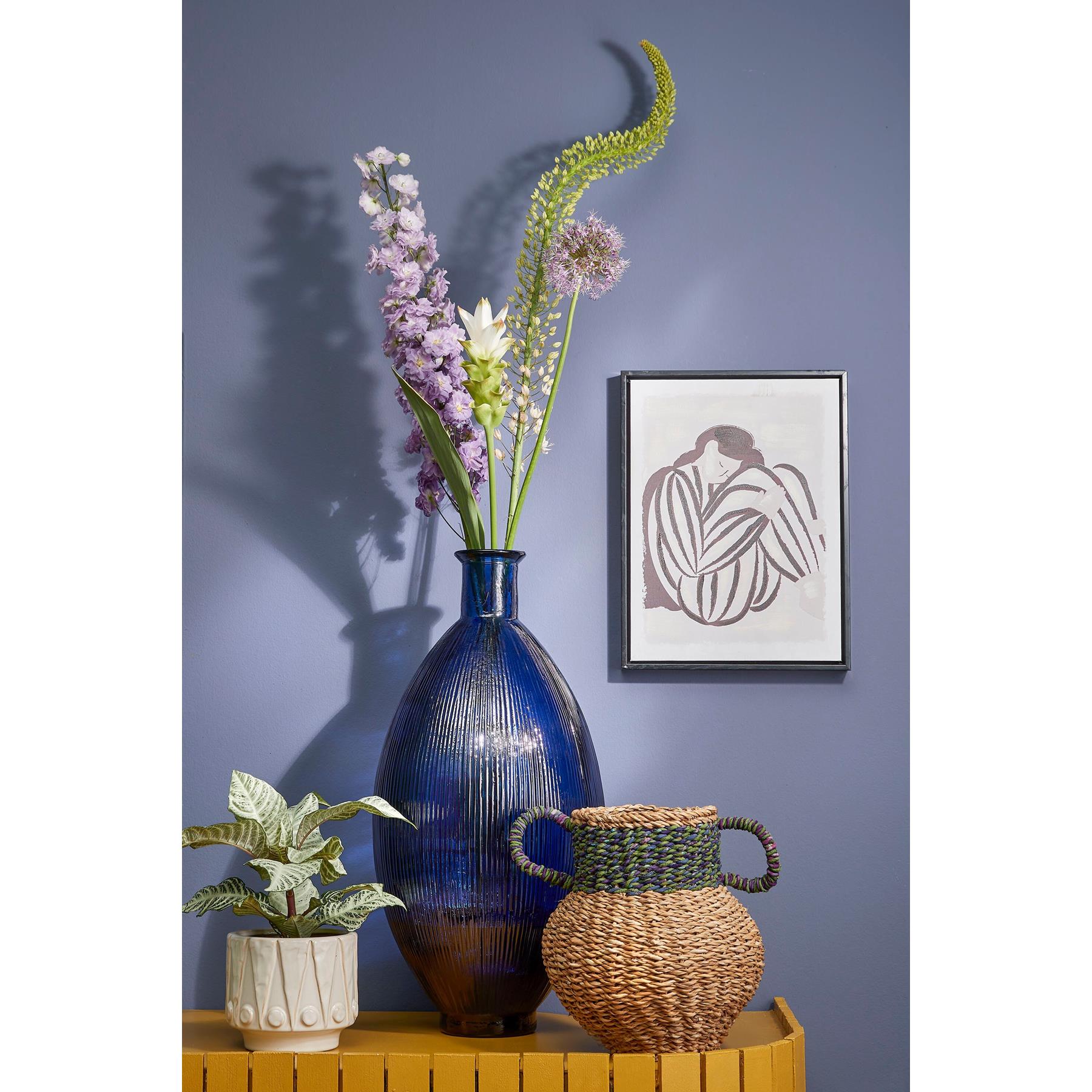 Mica Decorations Firenza Fles Vaas - H59 x Ø29 cm - Donkerblauw