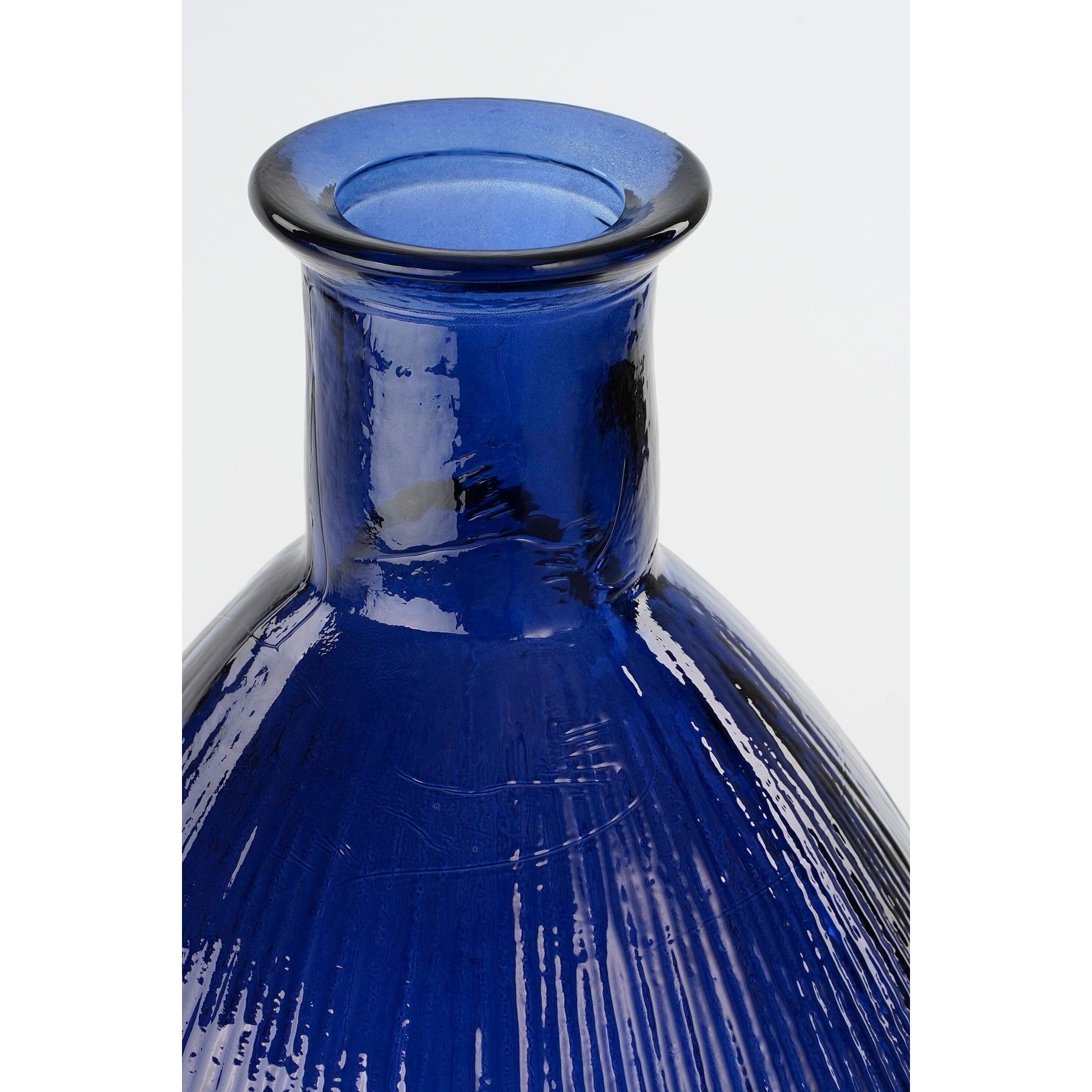 Mica Decorations Firenza Fles Vaas - H59 x Ø29 cm - Donkerblauw