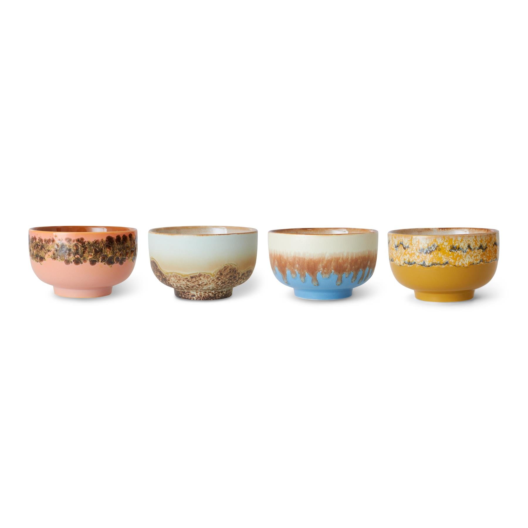 HKliving 70's Noodle Kommen Ø 13,5 cm - Set van 4 - Seabreeze