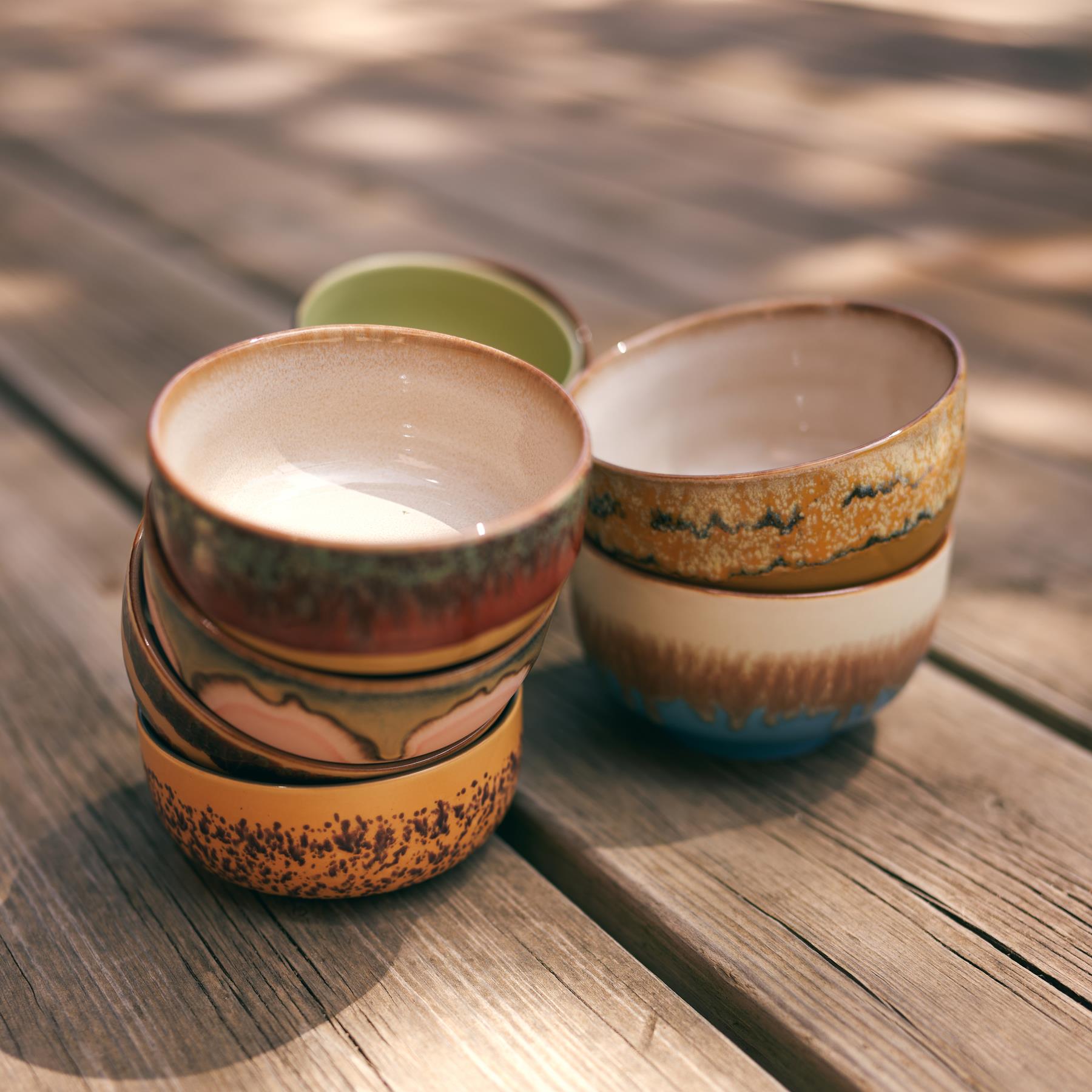 HKliving 70's Noodle Kommen Ø 13,5 cm - Set van 4 - Seabreeze